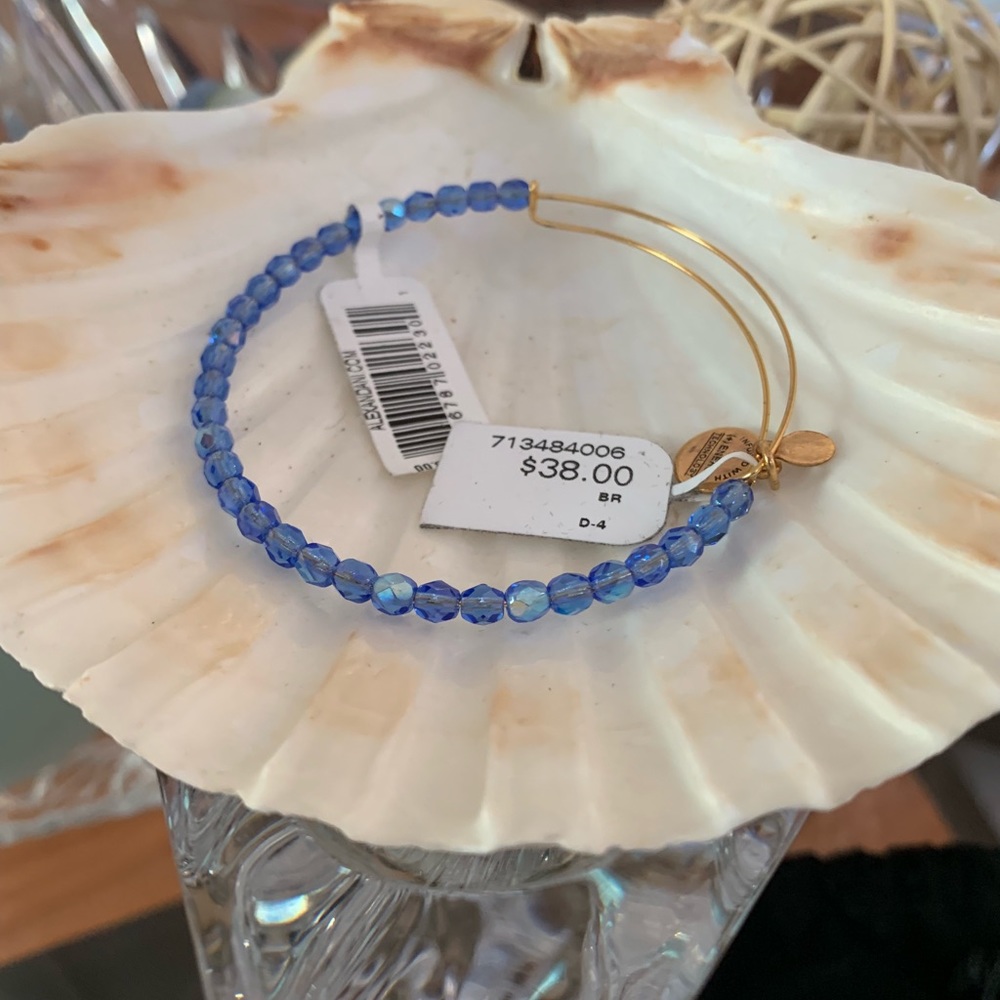 Alex and Ani Blue and Gold Crystal Bangle